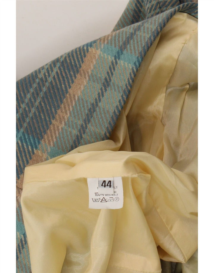 Vintage dame 5-knaps blazerjakke IT 44 Mellemblå ternet uld