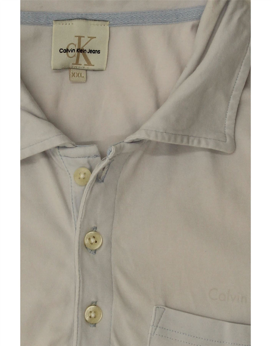 CALVIN KLEIN Mens Polo Shirt 2XL Blue Cotton Vintage Calvin Klein and Second-Hand Calvin Klein from Messina Hembry 