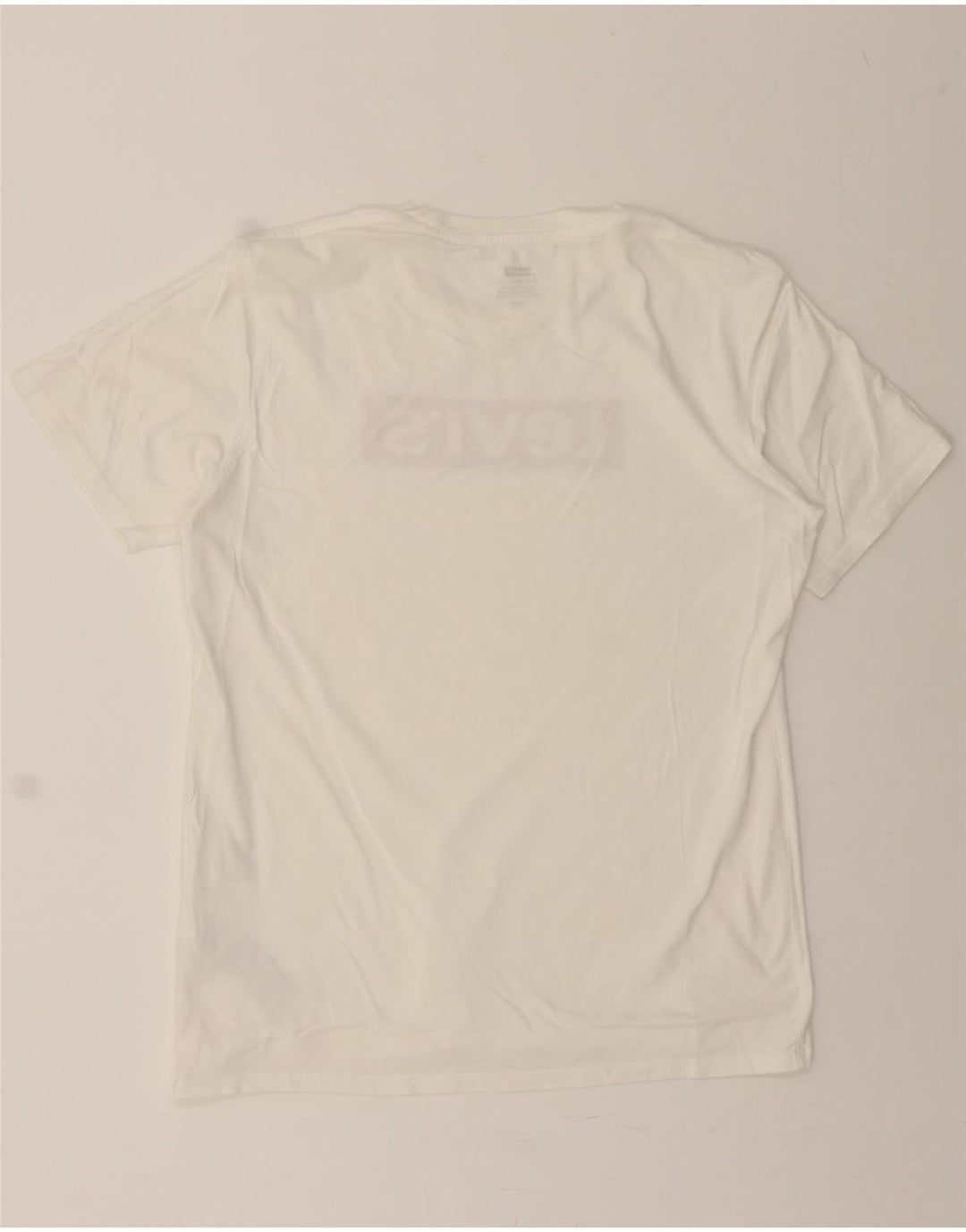 LEVI'S Mens Graphic T-Shirt Top Medium Off White Cotton Vintage Levi's and Second-Hand Levi's from Messina Hembry 