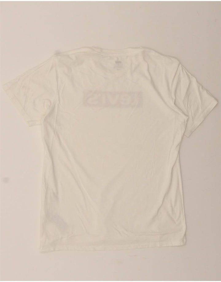 LEVI'S Mens Graphic T-Shirt Top Medium Off White Cotton Vintage Levi's and Second-Hand Levi's from Messina Hembry 