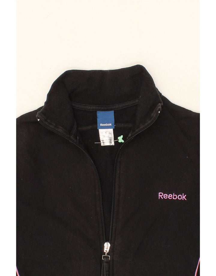 REEBOK Womens Tracksuit Top Jacket UK 14 Medium  Black Cotton Vintage Reebok and Second-Hand Reebok from Messina Hembry 