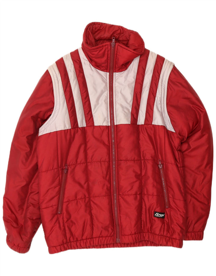 BRUGI Mens Padded Jacket IT 48 Medium Red Colourblock Polyamide