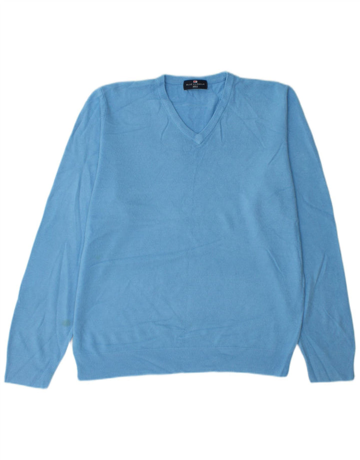 Marks & Spencer Herre V-hals sweater Stor blå akryl