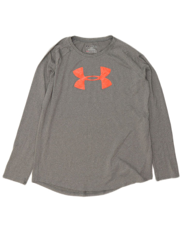 Under Armour Boys Heat Gear Grafisk Top Langærmet 13-14 år XL Grå