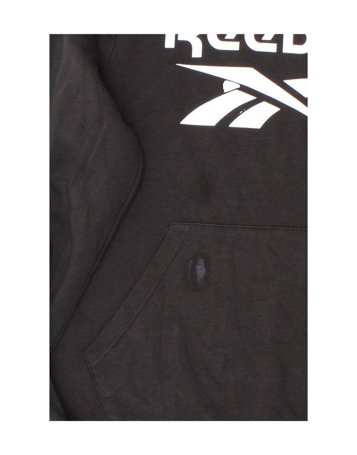 REEBOK Mens Graphic Hoodie Jumper Large Black Cotton Vintage Reebok and Second-Hand Reebok from Messina Hembry 