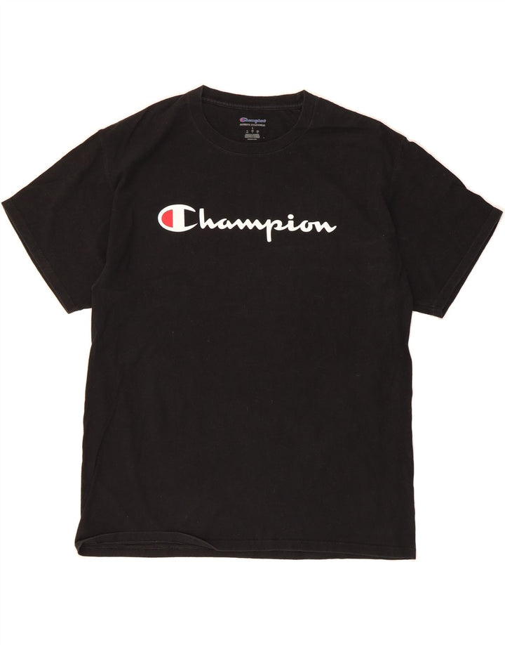 CHAMPION Mens Graphic T-Shirt Top Large Black Vintage Champion and Second-Hand Champion from Messina Hembry 
