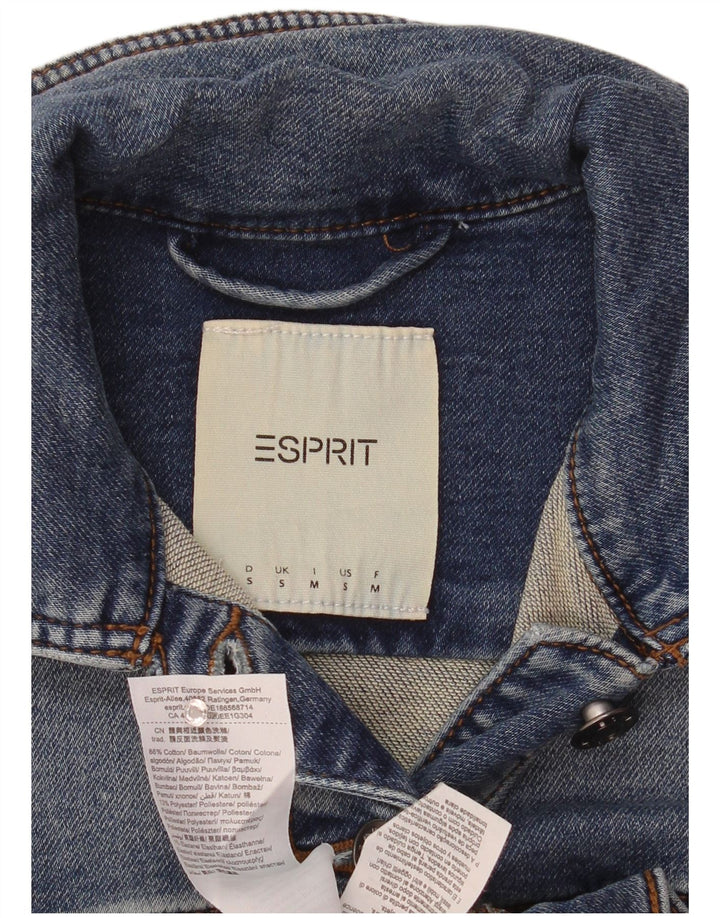 Esprit Dame Crop Denim Jacket UK 10 Small Blue Cotton