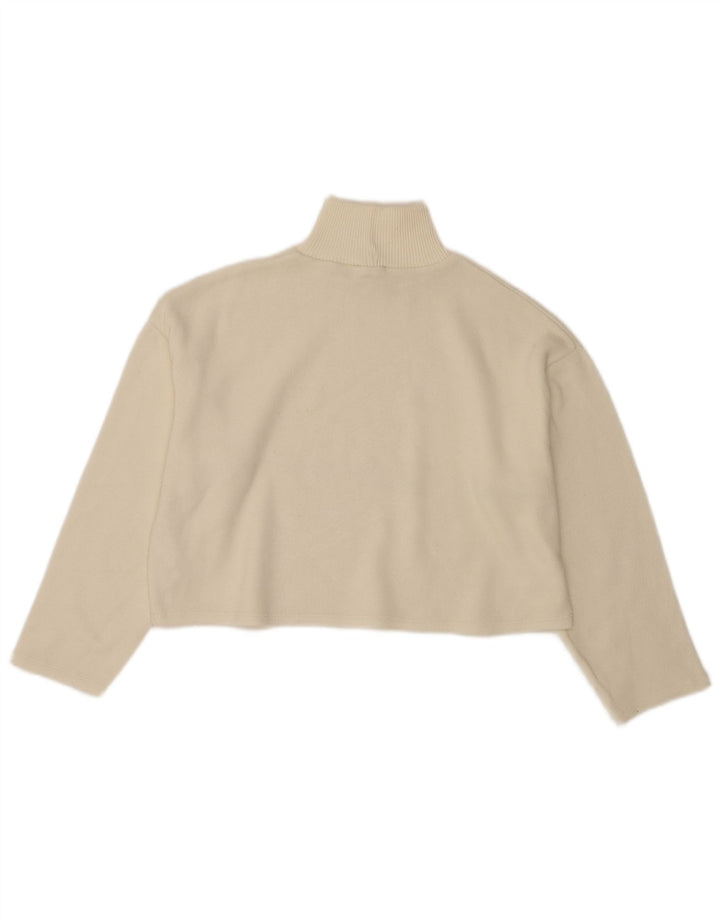 Zara Womens Crop Oversized Turtle Neck Jumper Sweater UK 10 Small Off White