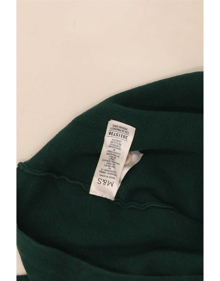 Marks & Spencer Herre Polo Neck Jumper Sweater Small Green Colourblock