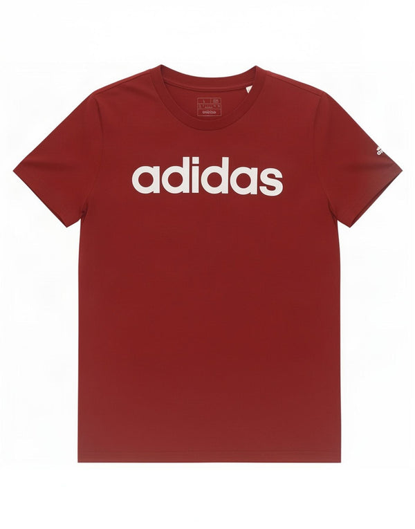 Adidas Dame Slim Fit Grafisk T-Shirt Top UK 16/18 Stor Bourgogne Bomuld