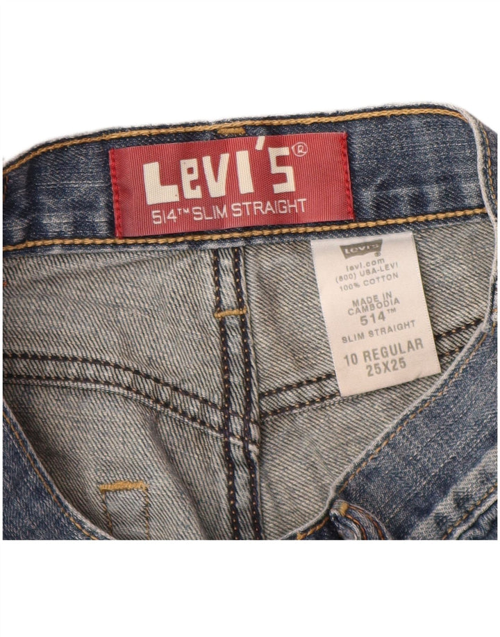 LEVI'S Boys 514 Slim Straight Jeans 9-10 år W25 L25 Blå Bomuld