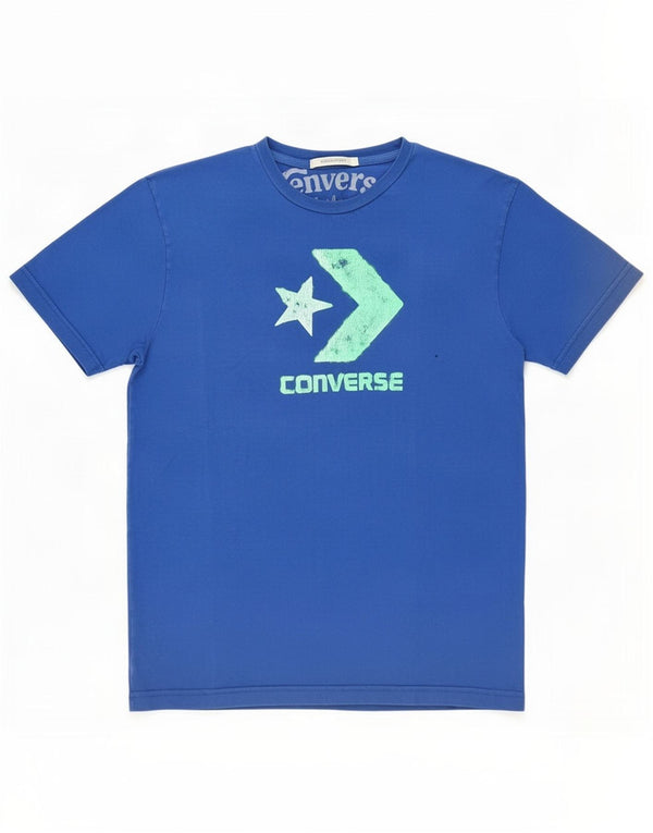 Converse Graphic T-Shirt Top UK 10 Small Blue Bomuld