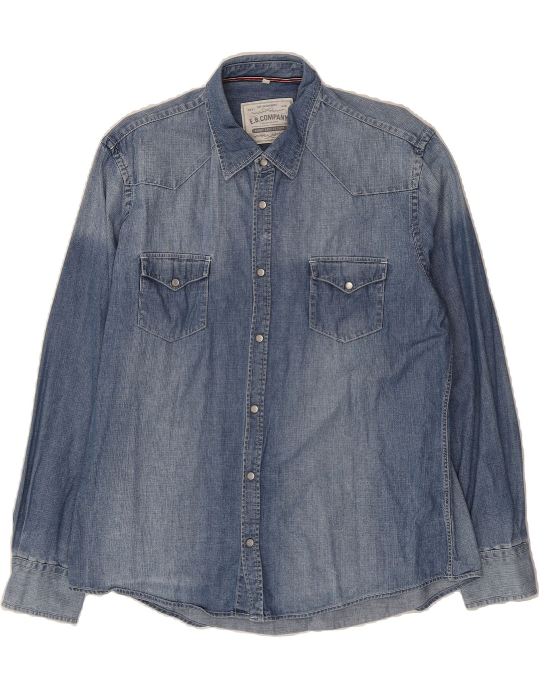 E.B. COMPANY Mens Denim Shirt XL Blue Cotton Vintage E.B. Company and Second-Hand E.B. Company from Messina Hembry 
