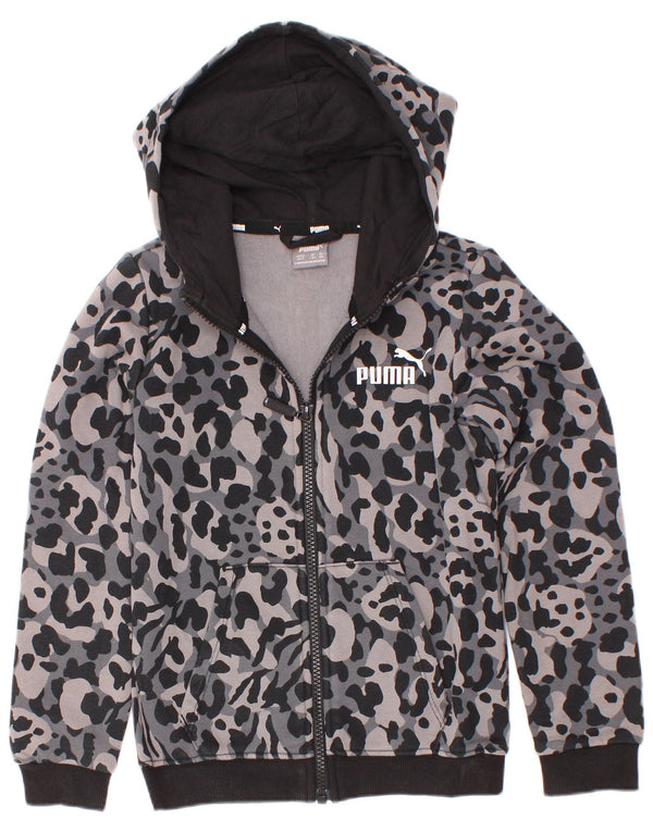 Puma hættetrøje med lynlås til piger 7-8 år Grå Camouflage Bomuld