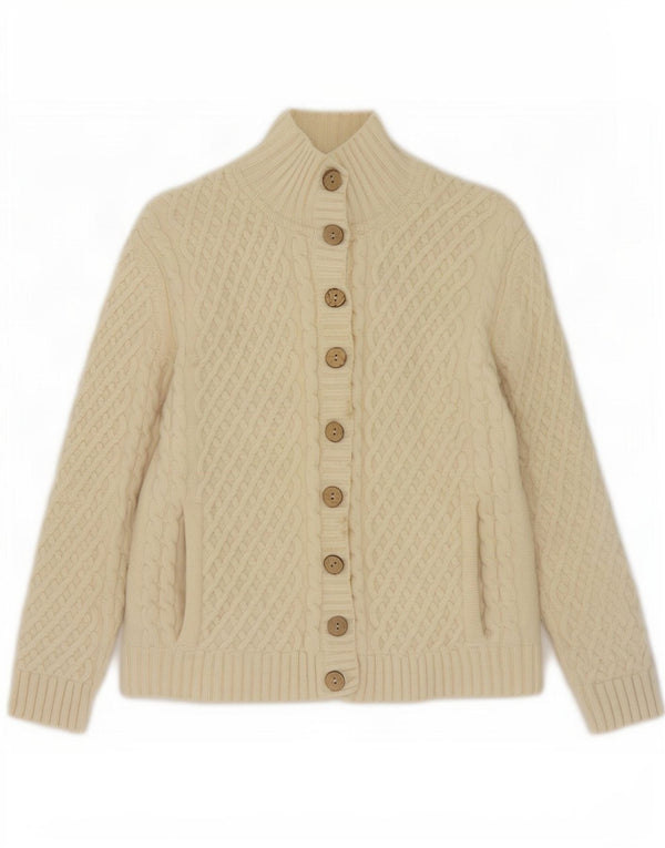 Carraig Donn Womens Cardigan Sweater UK 10 Small Off White New Wool