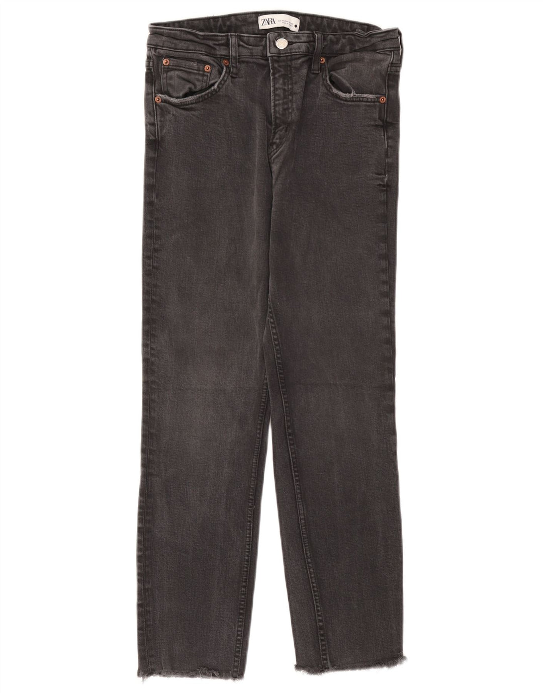 Zara Dame Straight Jeans EU 40 Medium W30 L26 Grå Bomuld