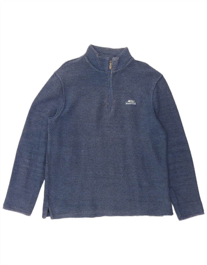Weird Fish Herre Zip Neck Sweatshirt Jumper Medium Blue Bomuld