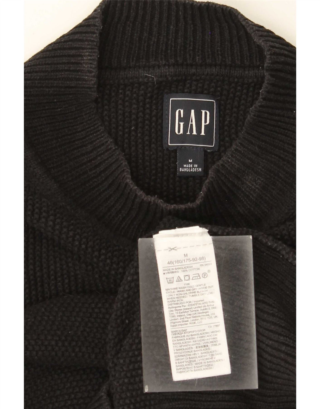 Gap Dame Turtle Neck Jumper Sweater UK 14 Medium Sort Bomuld