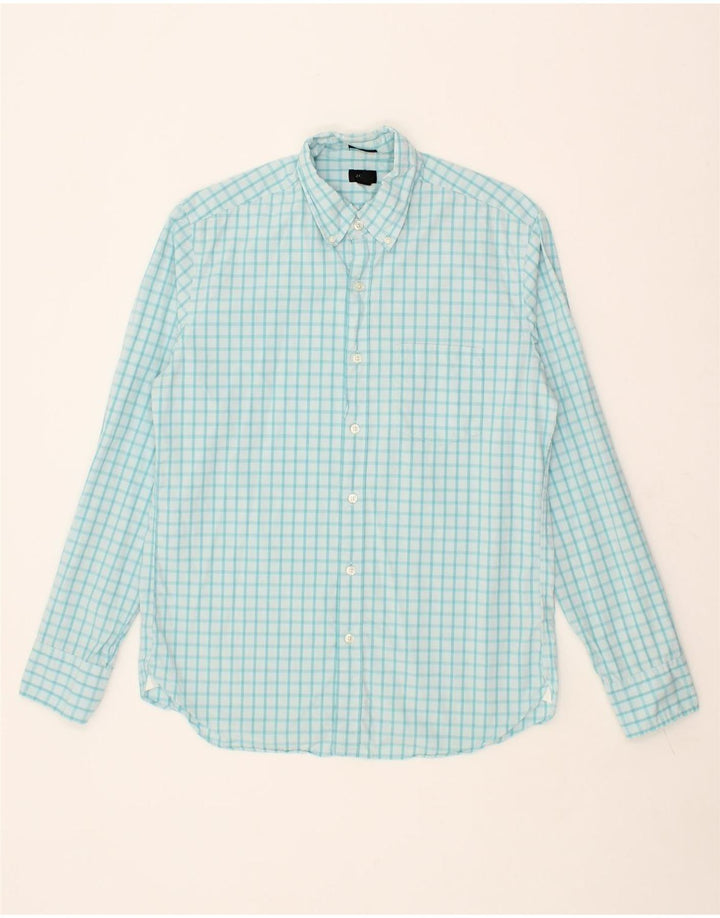 J. CREW Mens Slim Shirt Medium Blue Check Cotton Vintage J. Crew and Second-Hand J. Crew from Messina Hembry 