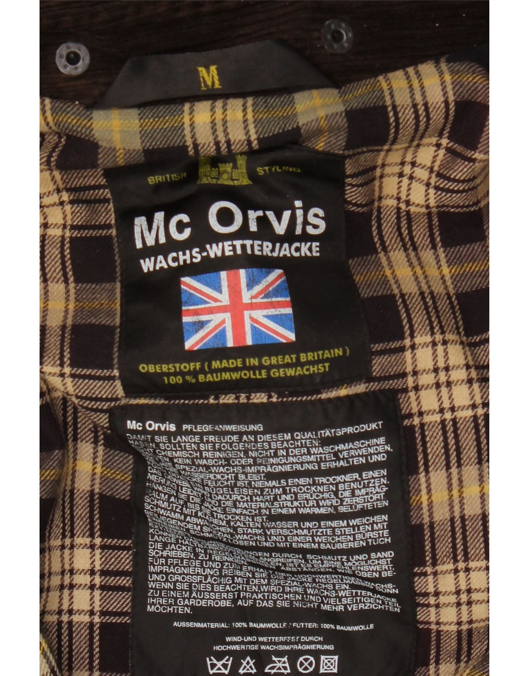 MC ORVIS Herre Hætte Loose Fit vokset jakke UK 38 Medium Khaki Bomuld