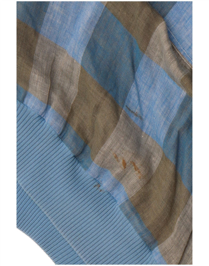 VINTAGE Kortærmet herretrøje IT 48 Medium Blue Check Flax