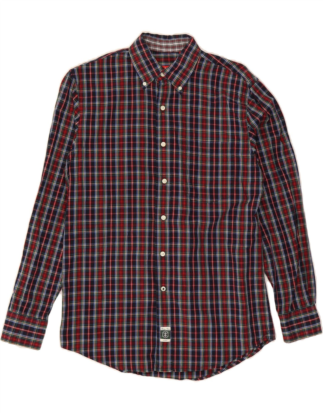 IZOD Mens Shirt Small Navy Blue Check Cotton Vintage Izod and Second-Hand Izod from Messina Hembry 