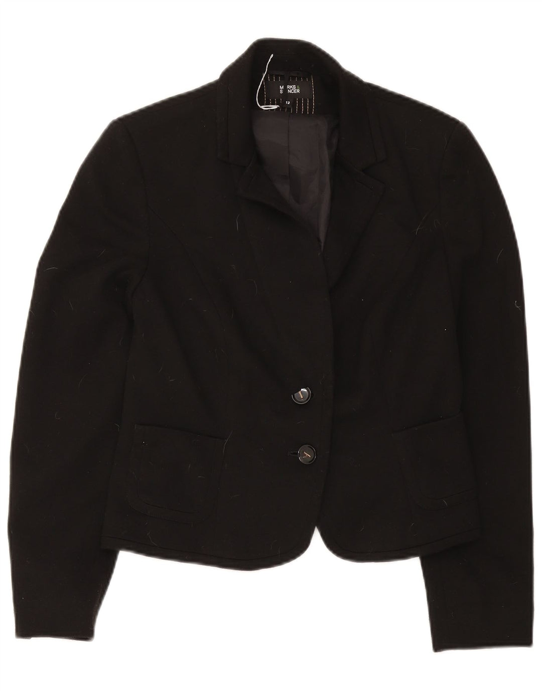 Marks & Spencer Dame 2 Button Blazer Jacket UK 12 Medium Black Polyester