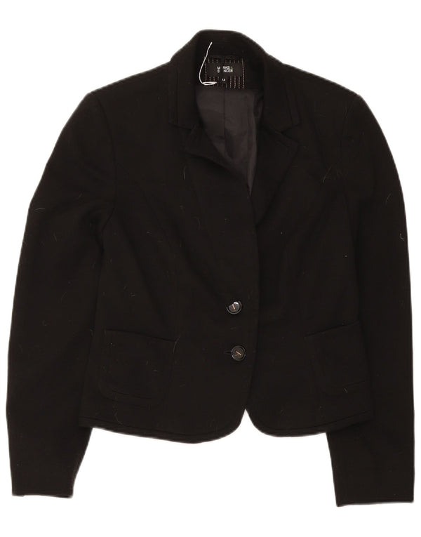 Marks & Spencer Dame 2 Button Blazer Jacket UK 12 Medium Black Polyester