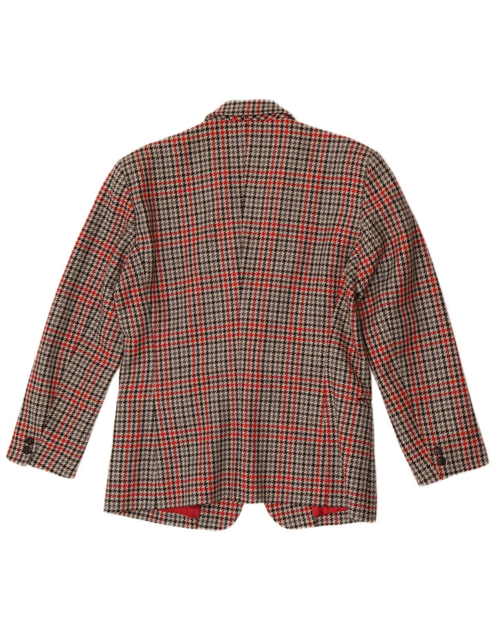 Vintage blazerjakke til mænd med 1 knap UK 38 Medium Rød Houndstooth Uld