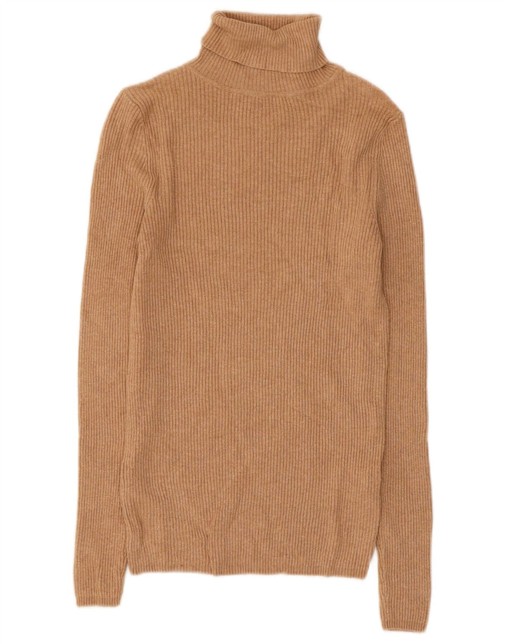 Marks & Spencer Dame Rullehals sweater UK 10 Small Brown Viscose