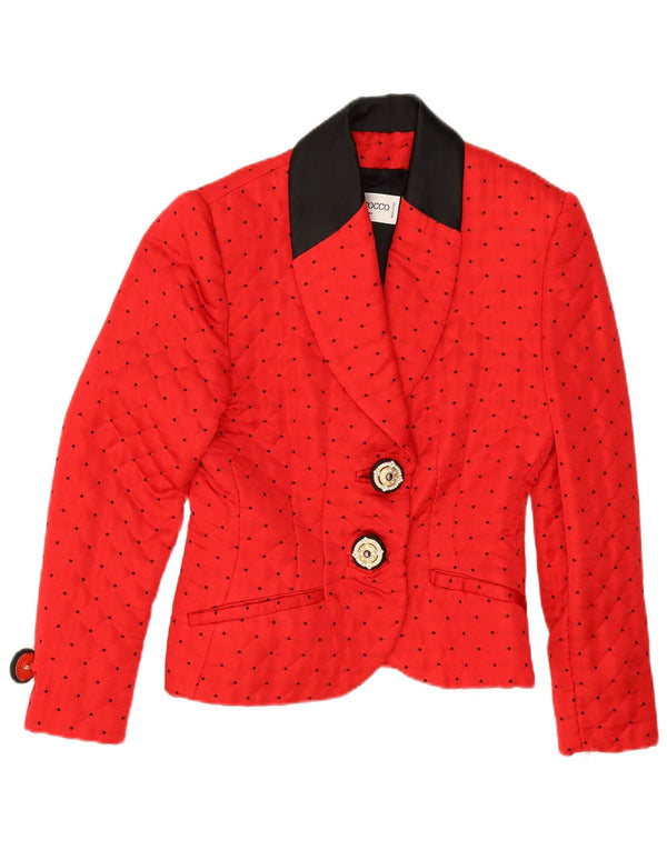 Roccobarocco dame 2-knaps blazerjakke IT 44 Medium rød plettet akryl