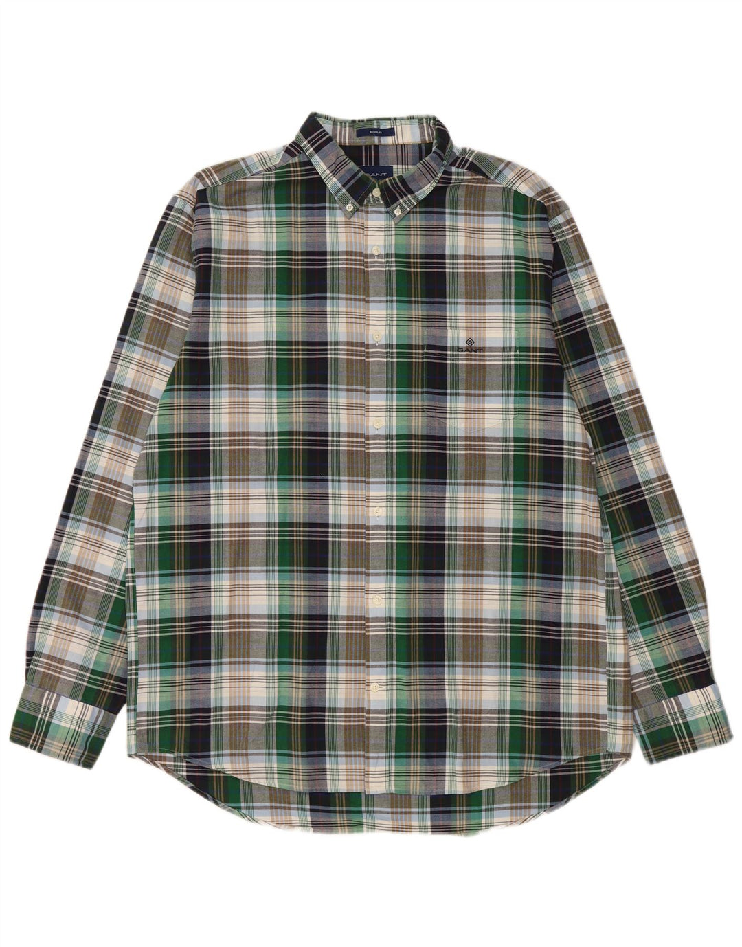 Gant herre Regular Fit skjorte størrelse 43/44 17 1/2 XL Flerfarvet ternet bomuld