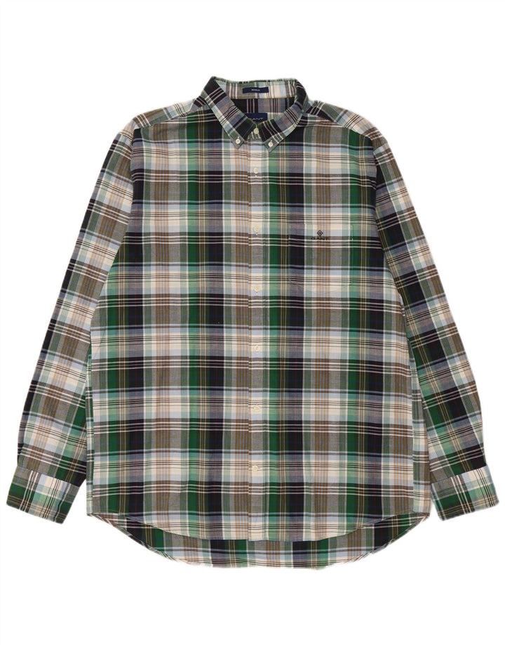 Gant herre Regular Fit skjorte størrelse 43/44 17 1/2 XL Flerfarvet ternet bomuld