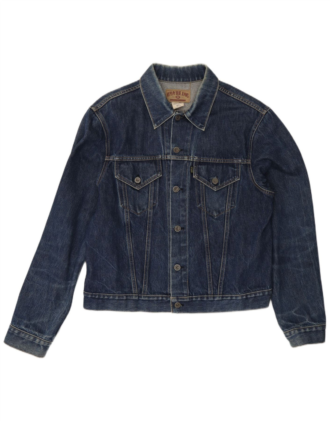 Replay Dame Denim Jacket UK 18 XL Navy Blue Bomuld