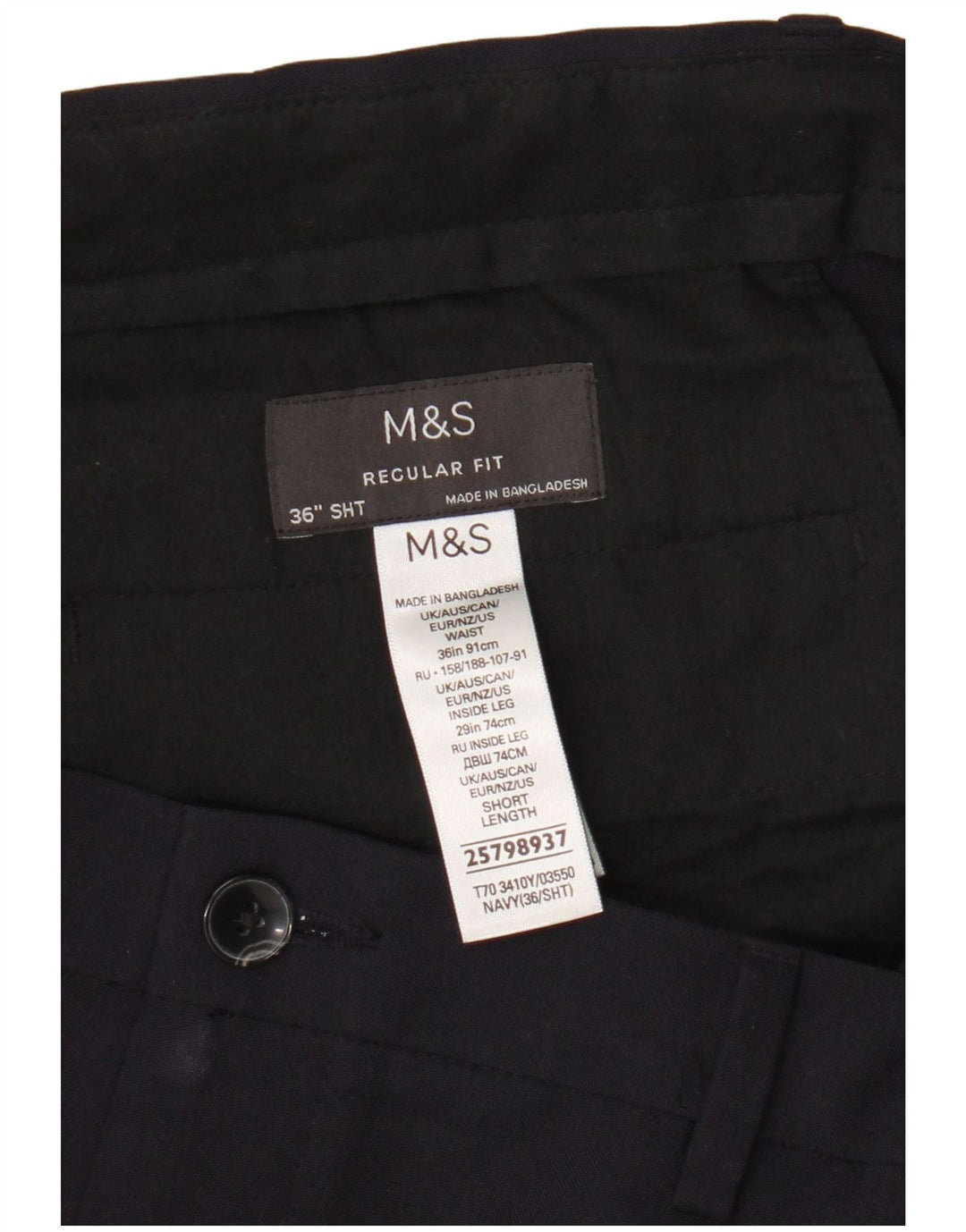 Marks & Spencer Herre Regular Fit Chinobukser W36 L29 Marineblå polyester