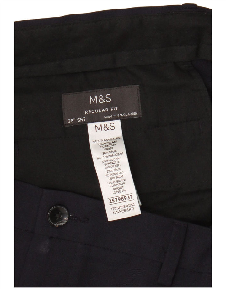 Marks & Spencer Herre Regular Fit Chinobukser W36 L29 Marineblå polyester