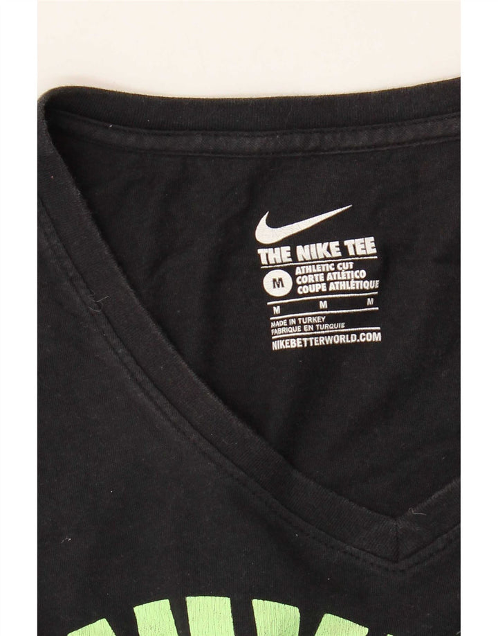 Nike Dame Athletic Cut Grafisk T-Shirt Top UK 14 Medium Sort
