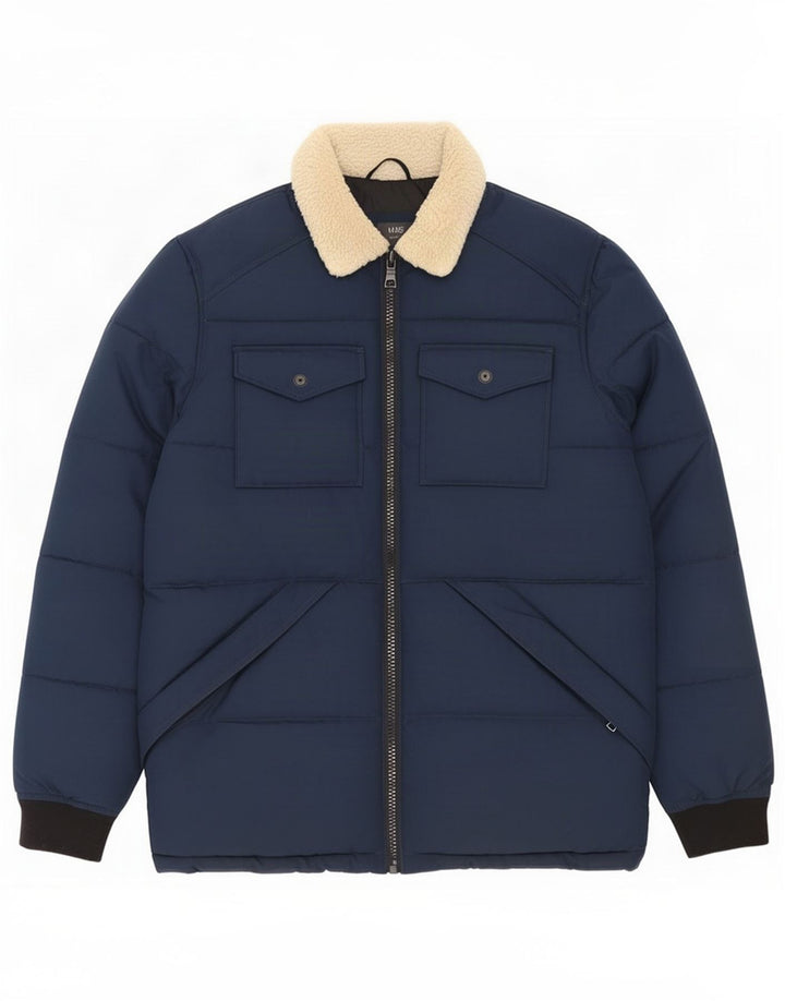 Marks & Spencer Polstret Herrejakke UK 38 Medium Navy Blue Colourblock