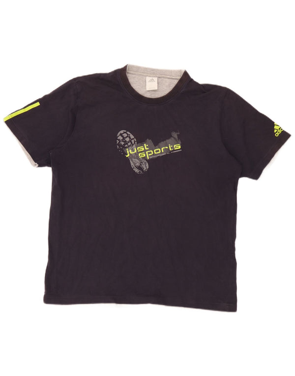 Adidas Herre grafisk T-shirt Top Stor marineblå bomuld