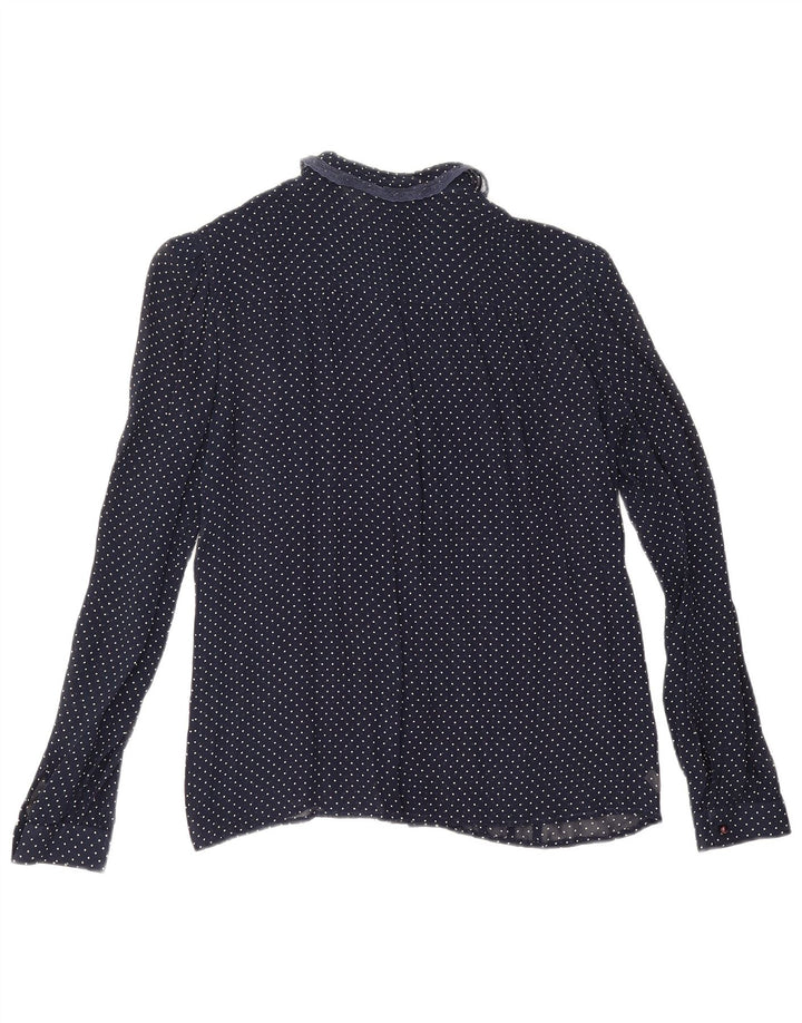 Vintage dameskjorte bluse IT 46 Stor marineblå plettet viskose