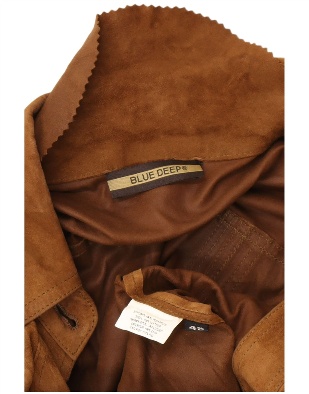 VINTAGE Militærjakke i ruskind til kvinder IT 42 medium brunt læder