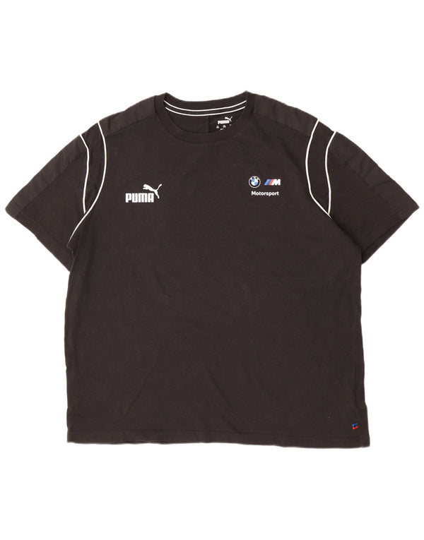 Puma Herre BMW Motorsport T-Shirt Top 2XL Sort Stribet Bomuld