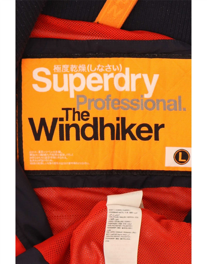 Superdry Herre The Windhiker regnjakke UK 40 Stor marineblå nylon
