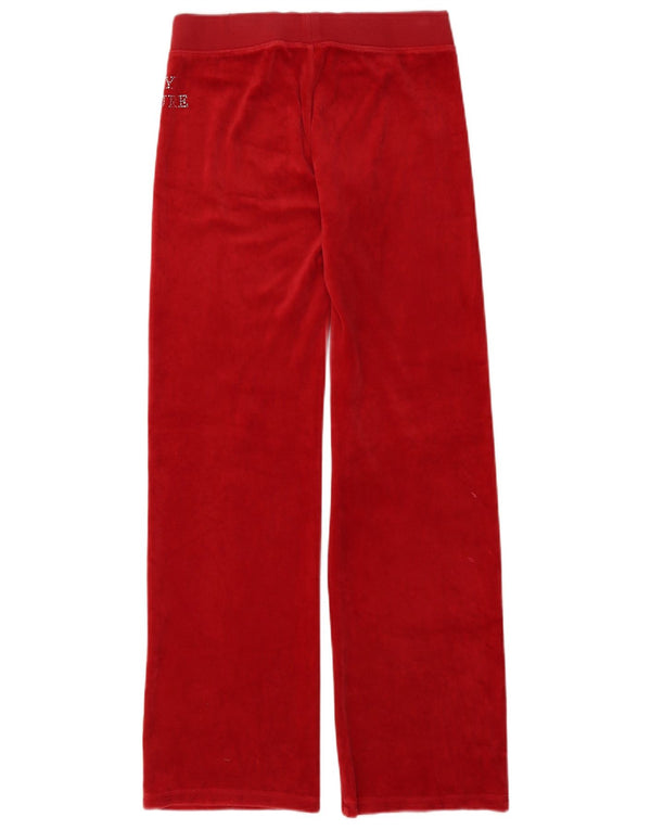 Juicy Couture Dame Velour Træningsdragt Bukser UK 10 Small Red Bomuld