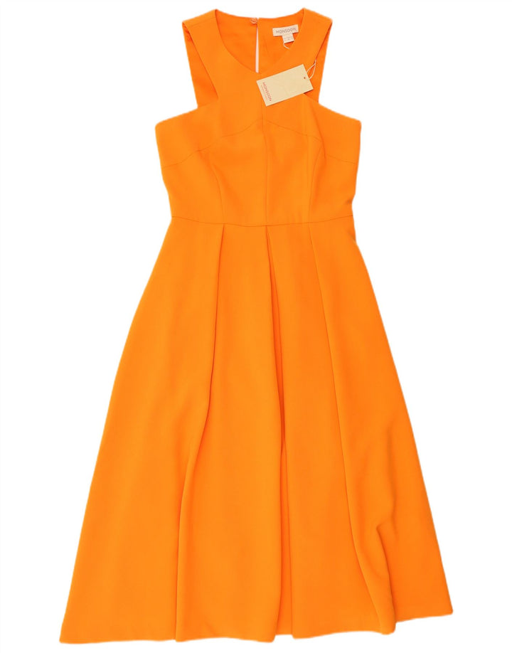 Monsoon Dame Ærmeløs Maxikjole UK 8 Small Orange Polyester