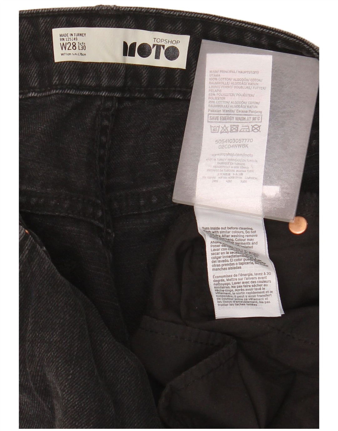 TOPSHOP Dame jeans med brede ben W28 L23 Sort polyester