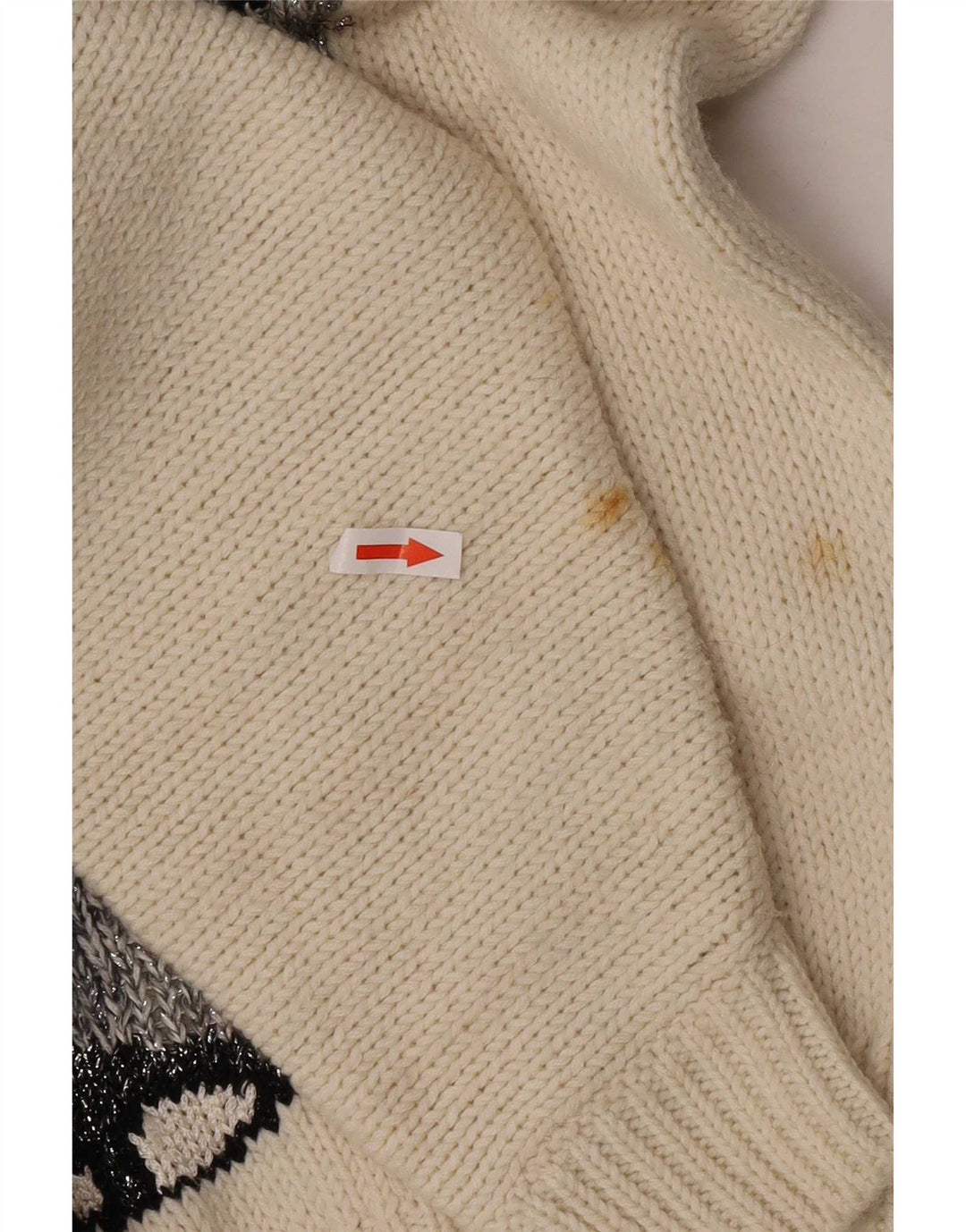 Vintage Womens Button Neck Jumper Sweater UK 16 Large Off White