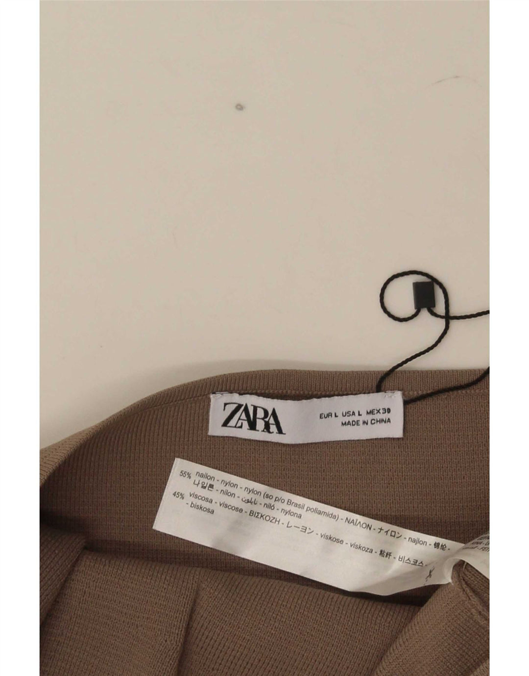 Zara Womens Crop stropløs top UK 14 Stor brun nylon