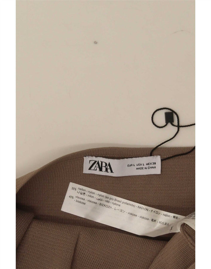 Zara Womens Crop stropløs top UK 14 Stor brun nylon