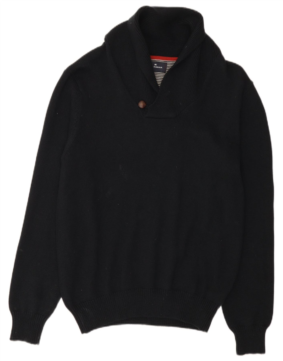 Marks & Spencer Herre Shawl Neck Jumper Sweater Medium Sort Bomuld